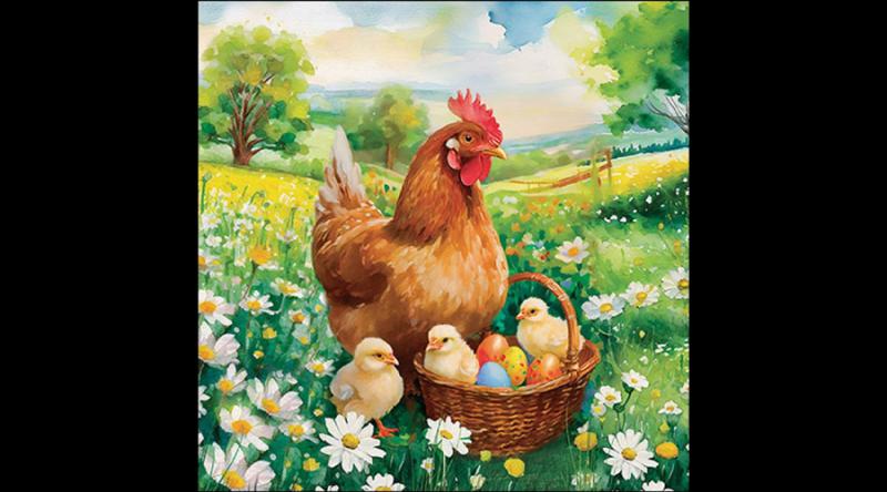 AMB.23319375 Easter chicks in meadow papírszalvéta 33x33cm,20db-os