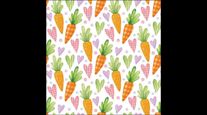 AMB.23319760 Carrots and hearts white papírszalvéta 33x33cm,20db-os