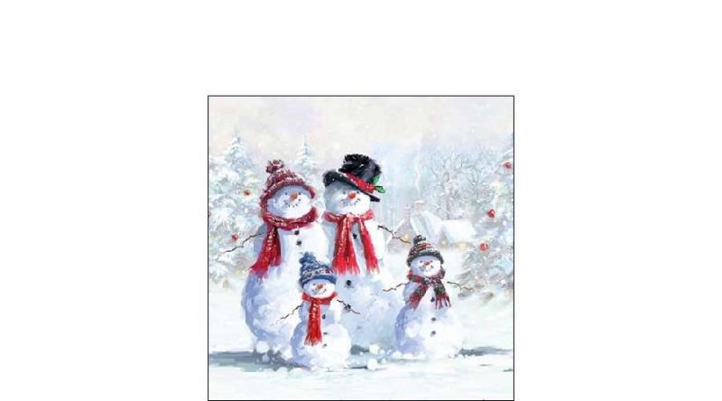 AMB.32513435 Snowman With Hat papírszalvéta 25x25cm,20db-os