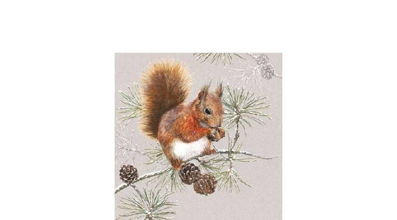 AMB.32513445 Squirrel In Winter papírszalvéta 25x25cm,20db-os