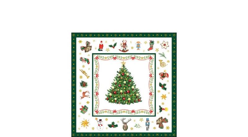 AMB.32514515 Christmas Evergreen white papírszalvéta 25x25cm, 20db-os