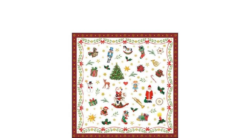 AMB.32514765 Ornaments All Over red papírszalvéta 25x25cm, 20db-os