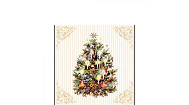 AMB.32515345 X-mas Tree Cream papírszalvéta 25x25cm, 20db-os