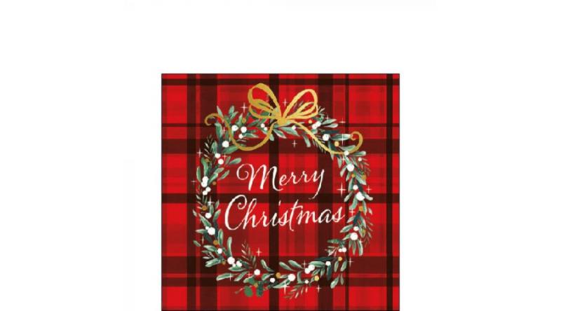 AMB.32515565 Christmas Plaid Red papírszalvéta 25x25cm, 20db-os