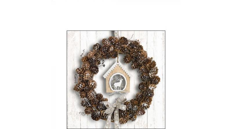 AMB.32515650 Pine Cone Wreath papírszalvéta 25x25cm, 20db-os