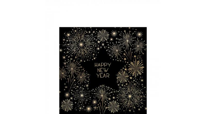 AMB.32516515 Golden New Year papírszalvéta 25x25cm, 20db-os