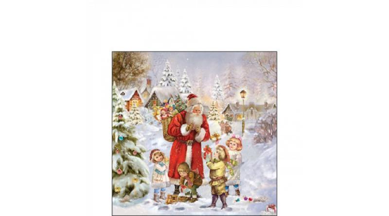 AMB.32517970 Santa bringing presents papírszalvéta 25x25cm, 20db-os