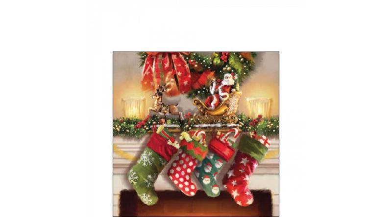 AMB.32517980 Hanging stockings papírszalvéta 25x25cm, 20db-os