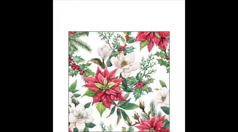 AMB.32518875 Christmas florals papírszalvéta 25x25cm, 20db-os