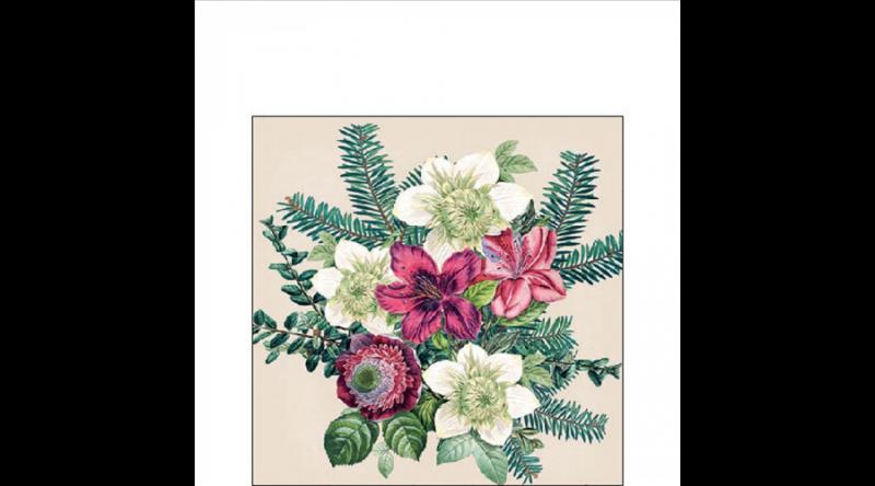 AMB.32518971 Azalea and helleborus cream papírszalvéta 25x25cm, 20db-os