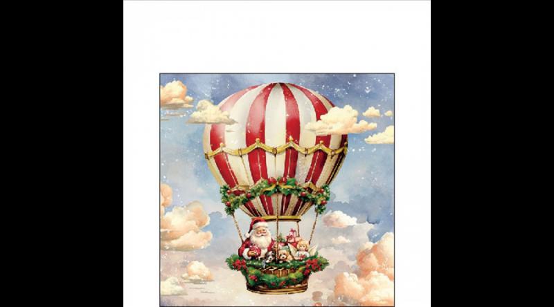 AMB.32519230 Santa's air balloon papírszalvéta 25x25cm, 20db-os