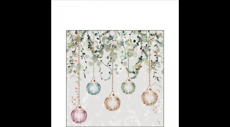 AMB.32519995 Floral Christmas grey papírszalvéta 25x25cm, 20db-os