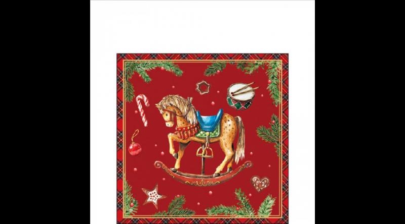 AMB.32520042 Classic rocking horse red papírszalvéta 25x25cm, 20db-os
