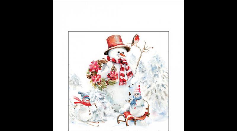 AMB.32520095 Sporty snowmen papírszalvéta 25x25cm, 20db-os
