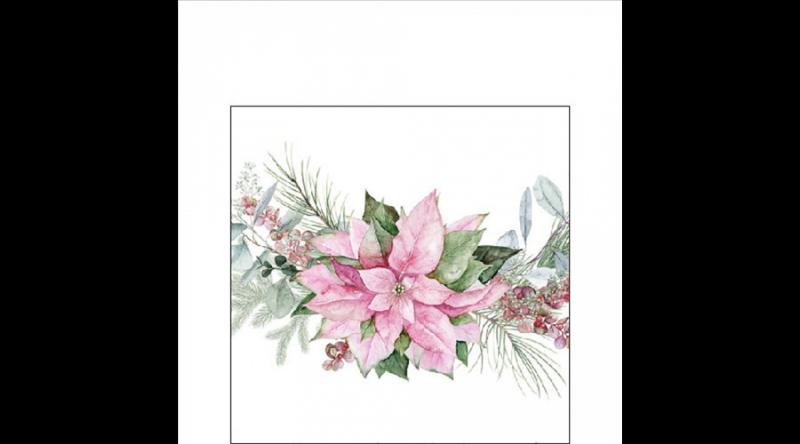 AMB.32520285 Pink poinsettia papírszalvéta 25x25cm, 20db-os