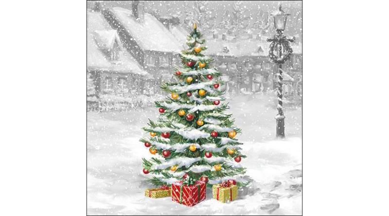 AMB.33312310 Tree On Square papírszalvéta 33x33cm,20db-os