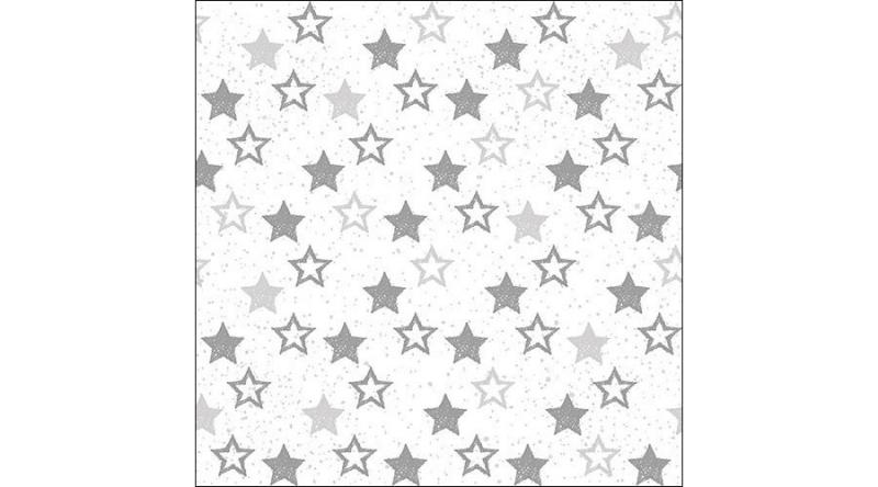 AMB.33312480 Stars All Over Silver papírszalvéta 33x33cm,20db-os