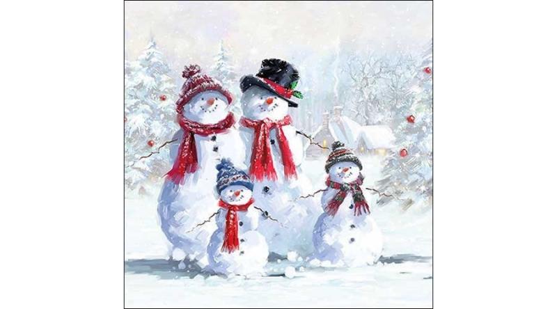 AMB.33313435 Snowman With Hat papírszalvéta 33x33cm,20db-os