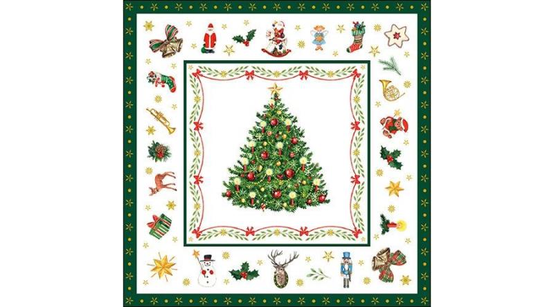 AMB.33314515 Christmas Evergreen white papírszalvéta 33x33cm, 20db-os