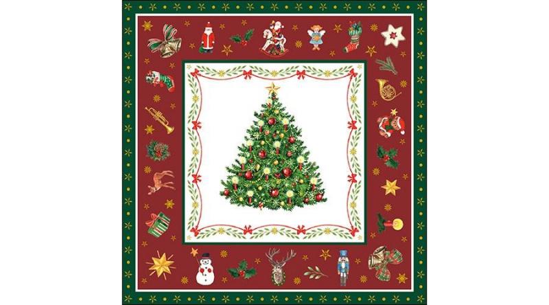 AMB.33314517 Christmas Evergreen red papírszalvéta 33x33cm, 20db-os