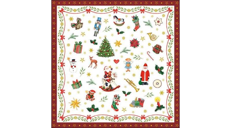 AMB.33314765 Ornaments All Over red papírszalvéta 33x33cm, 20db-os