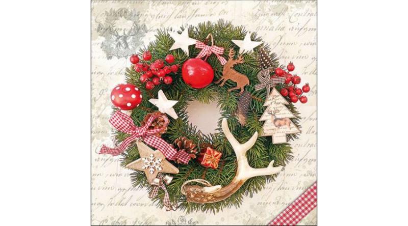 AMB.33315275 Forest Wreath papírszalvéta 33x33cm, 20db-os