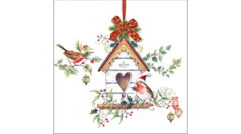 AMB.33315320 X-mas Birdhouse papírszalvéta 33x33cm, 20db-os