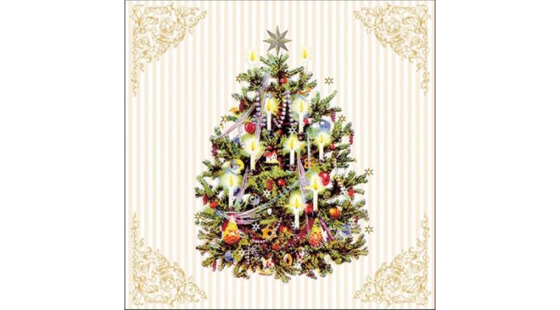 AMB.33315345 X-mas Tree Cream papírszalvéta 33x33cm, 20db-os