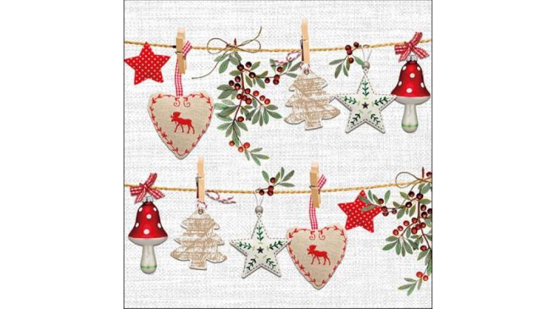 AMB.33315450 Rustical Christmas papírszalvéta 33x33cm, 20db-os