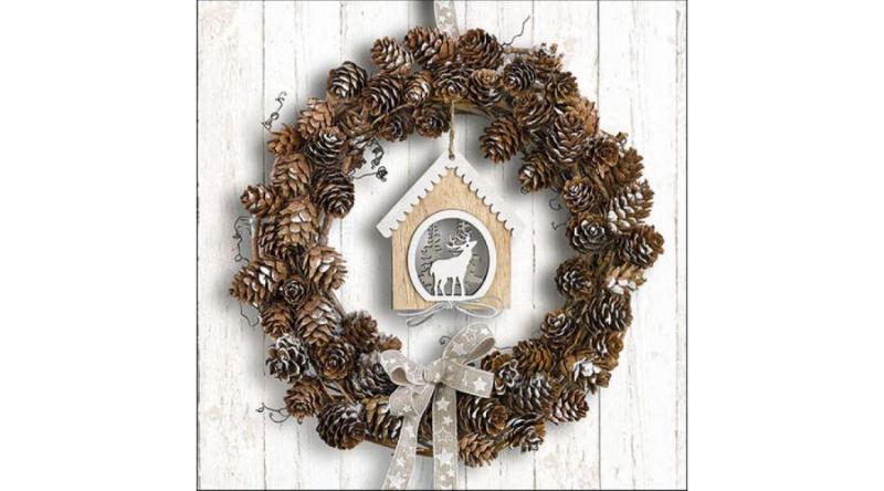 AMB.33315650 Pine Cone Wreath papírszalvéta 33x33cm, 20db-os