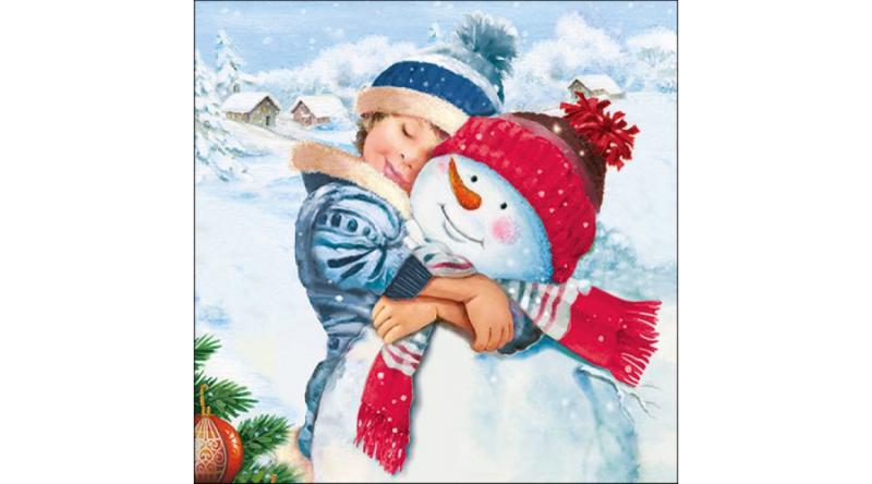 AMB.33316485 Sweet Snowman papírszalvéta 33x33cm, 20db-os