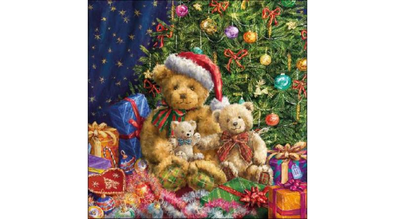 AMB.33316640 X-mas Bears papírszalvéta 33x33cm, 20db-os