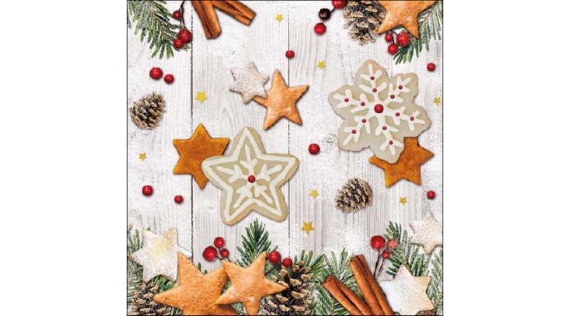 AMB.33316665 Cookies Stars papírszalvéta 33x33cm, 20db-os