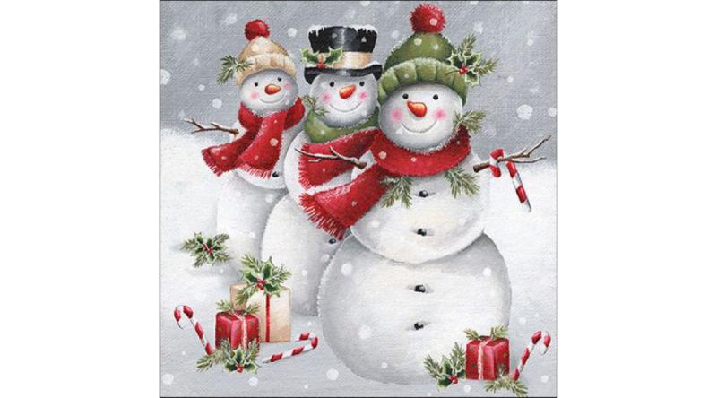 AMB.33317800 Smiling snowmen papírszalvéta 33x33cm, 20db-os