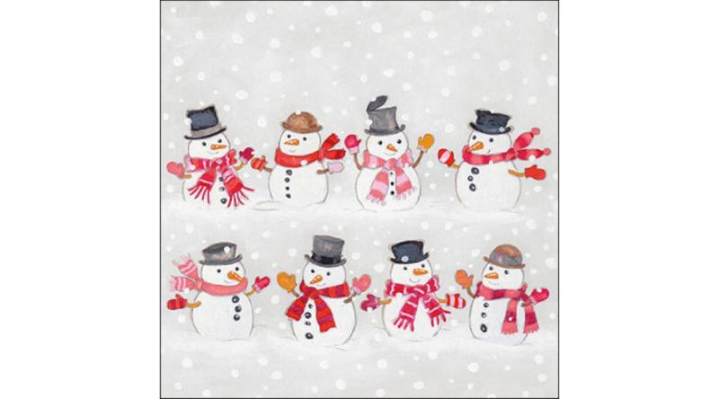 AMB.33317805 Dancing snowmen papírszalvéta 33x33cm, 20db-os