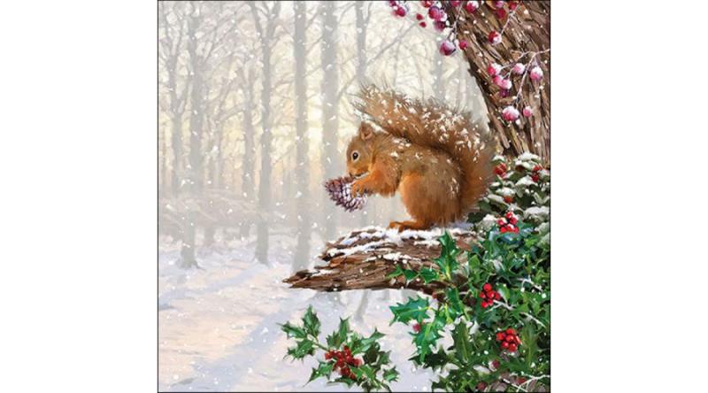 AMB.33317860 Squirrel in tree papírszalvéta 33x33cm, 20db-os