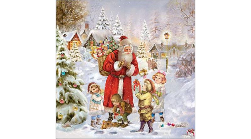 AMB.33317970 Santa bringing presents papírszalvéta 33x33cm 20db-os