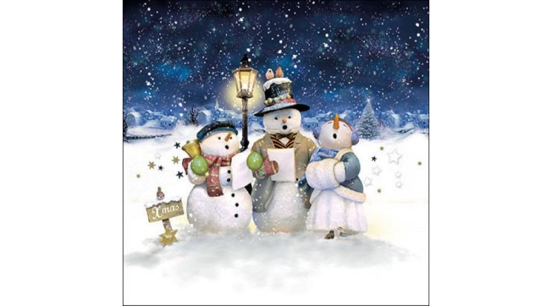 AMB.33318035 Singing snowmen papírszalvéta 33x33cm, 20db-os