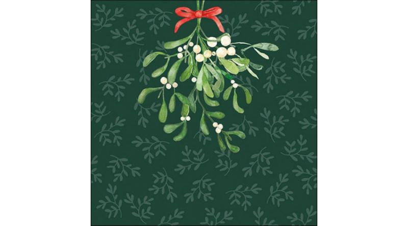 AMB.33318055 Hanging mistletoe green papírszalvéta 33x33cm, 20db-os