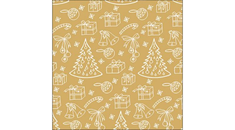 AMB.33318111 Outlined ornaments gold papírszalvéta 33x33cm, 20db-os