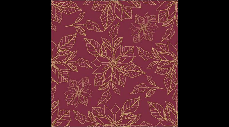 AMB.33318952 Poinsettia outline bordeaux papírszalvéta 33x33cm, 20db-os