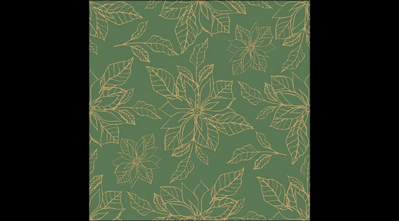 AMB.33318953 Poinsettia outline green papírszalvéta 33x33cm, 20db-os