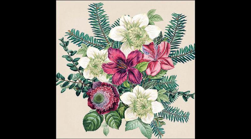 AMB.33318971 Azalea and helleborus cream papírszalvéta 33x33cm, 20db-os