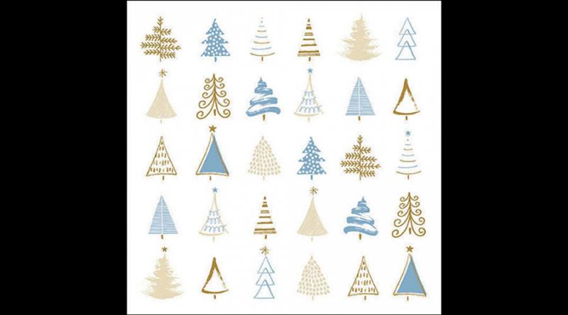 AMB.33319046 Christmas tree doodles blue papírszalvéta 33x33cm, 20db-os