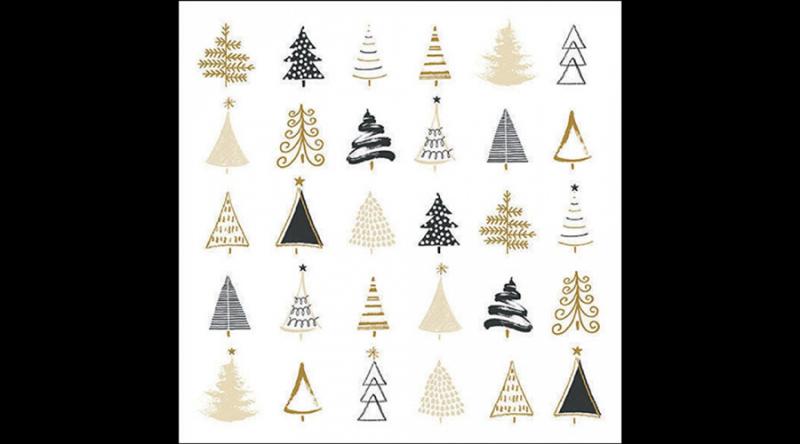 AMB.33319048 Christmas tree doodles black papírszalvéta 33x33cm, 20db-os