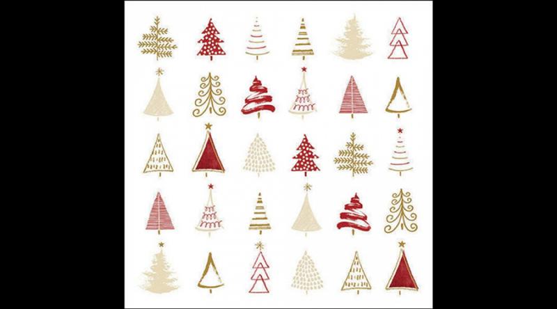 AMB.33319049 Christmas tree doodles red papírszalvéta 33x33cm, 20db-os