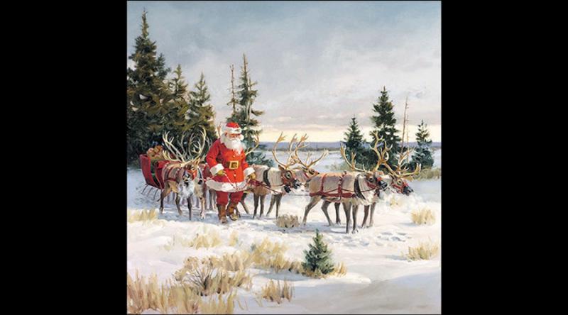 AMB.33319060 Santa with his reindeers papírszalvéta 33x33cm, 20db-os