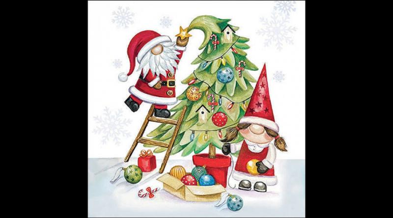 AMB.33319090 Gonks decorating tree papírszalvéta 33x33cm, 20db-os