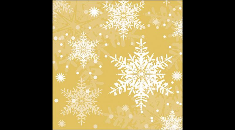 AMB.33319123 Snowflakes gold papírszalvéta 33x33cm, 20db-os