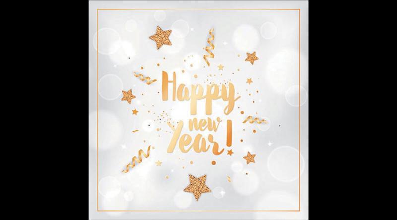 AMB.33319135 New Year glitter white papírszalvéta 33x33cm, 20db-os